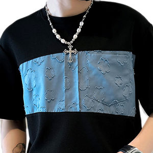 เสื้อยืดลำลองสำหรับผู้ชายคุณภาพสูงเสื้อคอกลมและแขนสั้นแบบถักออกแบบให้เข้ารูปสำหรับสวมใส่แบบทางการสำหรับฤดูร้อน - Product Image 5