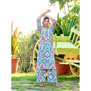 Meilleur Kurti en coton Khadi imprimé, tenue ethnique tendance pour femmes, pour les fêtes, les mariages et les célébrations - Product Image 1