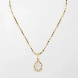 Collier en or jaune 18 carats avec diamant en forme de goutte de neige serti sur une chaîne à billes, 0,76 carat GH-VS, pour un usage quotidien - Product Image 1