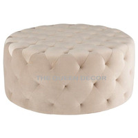 Pouf ottoman Chesterfield rond en velours de haute qualité pour tabouret de canapé de salon avec fonction de repose-pieds de rangement
