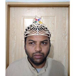 NUEVA REGALIA MASÓNICA, Coronilla O.E.S. con Pedrería para Matrona Digna de la Orden de la Estrella de Oriente, con Cetro en Tono Dorado, Talla Grande, Regalia 2026 - Product Image 3