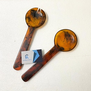 Unique Vintage Tortoise <b>Colour</b> Swirl Resin Salad Server Customized Food Grade Dinnerware for Table Decor Kitchenware Salad Tool - Product Image 1
