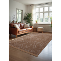 Tapis moderne à poils ras Turkua Home Anadolu gris en chenille tissée rayée, lavable, 7 mm, polyester et coton, antidérapant, sur mesure pour la maison