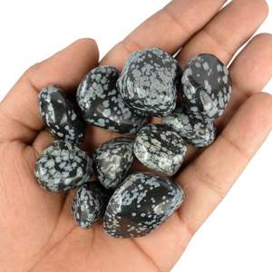 Venta al por mayor tallado a granel copo de nieve caído obsidiana cristal ágata Natural guijarro Reiki Chakra piedra preciosa curación grabado piedra - Product Image 6