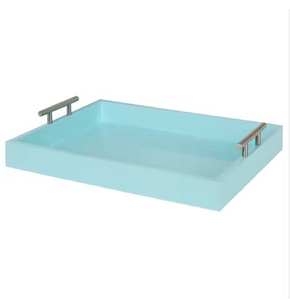 Plateau en bois avec poignée en métal, plateau de service en acrylique de couleur, plateau de service pour la maison, poignée en acrylique, plateau irisé - Product Image 5