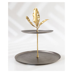 Luxe or oiseau et branche 2 niveaux métal gâteau support décoratif Dessert plateau de service et fête plateau de fruits élégant décor à la maison - Product Image 4