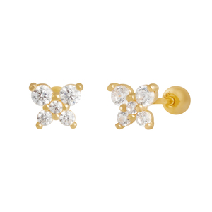 Pendientes básicos románticos de oro fino de 14K a la moda para mujer, Piercing cúbico de Zirconia con mariposa, joyería, regalos, venta al por mayor, K-Jewelry - Product Image 2