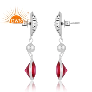 Pendiente colgante de piedras preciosas de cuarzo turmalina rubilita doblete de plata esterlina oxidada de última tendencia, fabricante de joyería personalizada - Product Image 3