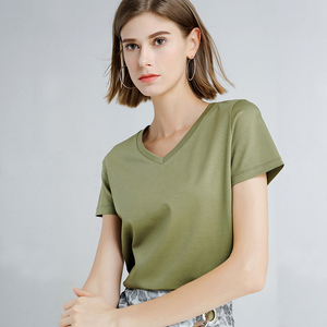 Camisetas de cuello en V con estilo premium para mujer Camisetas suaves y cómodas con cuello en V para mujer Camisetas transpirables OEM/ODM Fabricante - Product Image 3