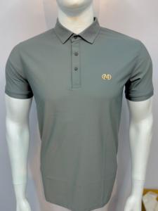 Camiseta de diseño clásico para hombre con logotipo frontal, mezcla de nailon suave, patrón sólido para viajes de oficina, informal inteligente para buscar a la venta - Product Image 3