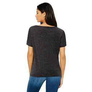 เสื้อยืดคอวีทรงสลิมฟิตของผู้หญิงเสื้อยืดลำลองย้อมสีธรรมดาแบบถักสำหรับใส่สบายตลอดทั้งวันในฤดูร้อน - Product Image 3