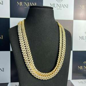 Collier chaîne cubaine vintage unisexe en argent S925 avec diamant de laboratoire et moissanite sur mesure, plaqué or, certifié IGI - Product Image 3