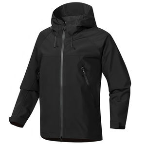 Nouvelle arrivée Unisexe Soft Shell Veste Printemps Coupe-Vent Imperméable À Manches Longues Avec Fermeture Éclair À Capuche Manteau Couleur Unie pour homme - Product Image 5
