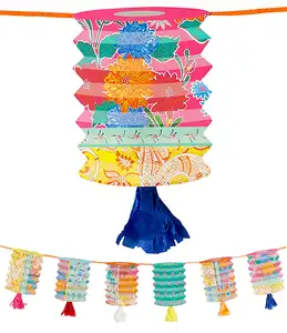 Boho Papier Lantaarn Slinger Gors Met Kwastjes Mexican Fiesta 3M Felgekleurde Banner Boho Party Decoraties