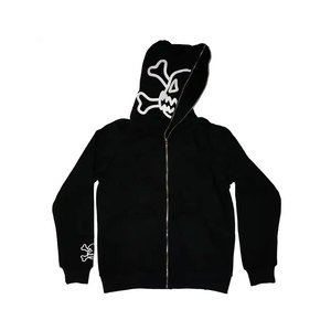 Sudadera con capucha y cremallera completa para hombre, de forro polar sólido, material de poliéster/algodón para invierno, con MOQ bajo, venta al por mayor - Product Image 1