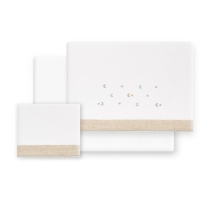 Juego de 3 Piezas de Ropa de Cama de Franela Tejida para Cuna - Modelo ESTRELLA-LUNA - Sábana para Bebé - Product Image 1