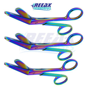 REEAX Enterprises 5.5 Ciseaux de chirurgie orthopédique en acier inoxydable hautement polis Instruments chirurgicaux à bandage arc-en-ciel multicolores - Product Image 3