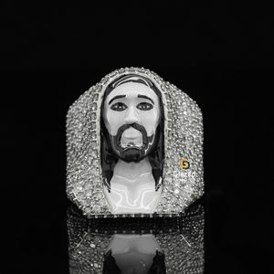 Pendentif Jésus Hip Hop entièrement glacé avec des diamants cultivés en laboratoire de taille brillante en or massif 10 carats pour les fêtes de mariage-Certifié IGI - Product Image 4