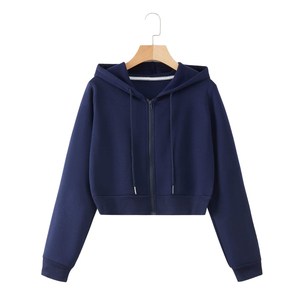 เสื้อครอปมีฮู้ดแขนยาวแนวสตรีทของผู้หญิงเสื้อครอปมีฮู้ดเสื้อครอปมีฮู้ดโอเวอร์ไซส์ออกแบบได้ตามต้องการ - Product Image 1