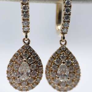 Pear Cut Lab Grown Diamond <b>Earring</b> Double Halo <b>Clip</b> <b>on</b> CVD Diamond Bridle <b>Earring</b> 2.00 Ctw Lab Created Dangle & Drop <b>Earring</b> VS1 - Product Image 5