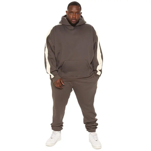 Vêtements de sport en coton pour hommes sur mesure |   Sweat à capuche zippé intégral avec poches latérales |   Ensemble de sport respirant à séchage rapide à motif uni - Product Image 6