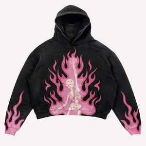 เสื้อมีฮู้ดสำหรับผู้ชายเสื้อมีฮู้ดสีดำ Y2K แบบกอธิคทรงโอเวอร์ไซส์ - Product Image 6