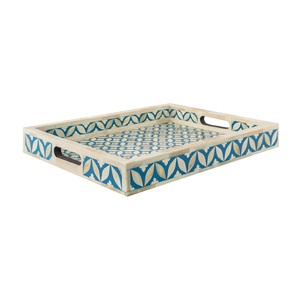 Venta al por mayor de bandejas decorativas con incrustaciones de hueso para servir para restaurante, hogar, Hotel, bandeja decorativa más popular en bandeja de servir para Cocina - Product Image 6