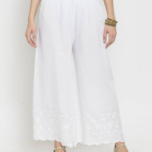 Handmade <strong>White</strong> Rayon <strong>Palazzo</strong> Pants Stitching <strong>Palazzo</strong> Pants for Women Indian Pants for Women - Product Image 1