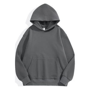 Pull-over à capuche surdimensionné unisexe de haute qualité, vêtements en polaire épais 100% coton brodés avec logo personnalisé pour hommes - Product Image 5