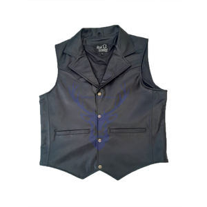 เสื้อกั๊กหนังน้ำหนักเบาเข้ารูปมีสไตล์สำหรับผู้ชายกันลมเสื้อกั๊กฤดูหนาวใส่กลับด้านได้และระบายอากาศได้ดีมีกระดุมตกแต่ง - Product Image 3