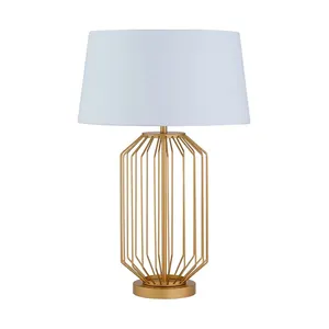 Wholesale Single Antique Brushed Brass Table Light Led Hotel Lamparas Para Mesa Hotel Table Lamps with Outlets