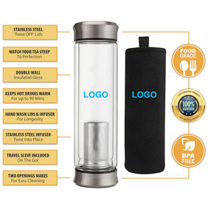 Ekocian Tasse de voyage en verre à double paroi avec filtre en acier inoxydable étanche pour thé en vrac et infusé de fruits Pure <span class=keywords><strong>Zen</strong></span> - Product Image 2