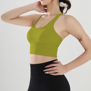 Femmes 2024 respirant trois couches sport soutien-gorge haut sans couture creux dos Yoga gilet pas d'anneau en acier Simple course antichoc gilet - Product Image 4