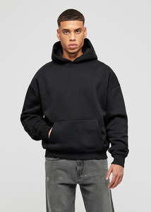 OEM Hommes Noir Oversize Pull à Capuche Ensemble 50% Coton 50% Polyester Manches Longues Imprimé Sweat Lavé À Capuche En Gros - Product Image 6