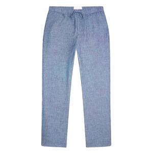 Customized Men's Casual Cotton Linen <b>Trousers</b> Slim Straight Pattern <b>Elasticated</b> <b>Waist</b> Solid Colors Lightweight Customizable Size - Product Image 1