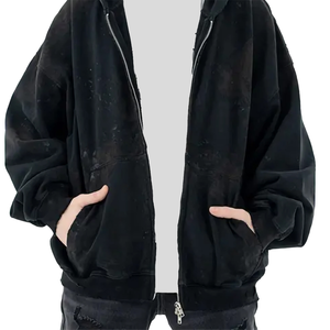 Sudadera con Capucha Personalizada con Bordado, Lavado Ácido, Estilo Holgado, Desgastado, 330 Gramos, 100% Algodón, Unisex, Estilo Puff, Apliques Otoñales - Product Image 6