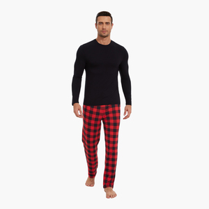 Conjunto de Pantalones a Cuadros Cómodos, Conjuntos de Pijamas para Hombre, Ropa de Estar Personalizada, Pijamas de Algodón Orgánico para Hombre, Conjunto de Ropa de Dormir Personalizada de Fábrica Premium de Vietnam - Product Image 1