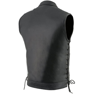 Chaleco de moto de cuero de vaca al por mayor de alta calidad para hombre Color personalizado impermeable y resistente al viento Fabricación de alta calidad - Product Image 3
