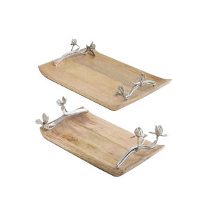 Bandeja de madera con acabado de esmalte multifuncional, bandejas decorativas hechas a mano para Bar Ware Hotel, bandeja de madera de la mejor calidad para servir - Product Image 1