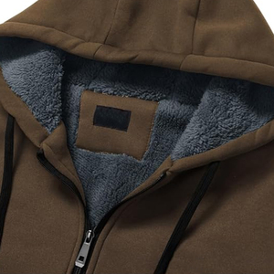 Sudadera con capucha de piel de hombre personalizada al por mayor, Sudadera con capucha de piel de lana gruesa informal barata para hombre, Sudadera con capucha de piel de invierno con cremallera completa pesada - Product Image 2