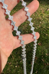 Chaîne de tennis en argent Sterling 925 massif glacé Moissanite trèfle baguette Hip Hop bijoux pour femmes bijoux de mode - Product Image 4