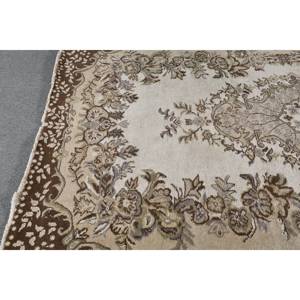 Tapis turc vintage classique Beige marron 5.7 X 8.6ft grande surface laine matériel Latex Patchwork pour couloir Rectangle tapis de chevet - Product Image 4