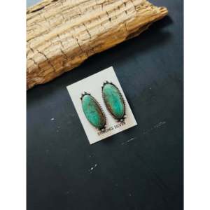 Elouise Kee Royston Turquoise & Sterling Silver Stud <b>Earrings</b> Bezel Setting <b>Post</b> <b>Earring</b> - Product Image 4