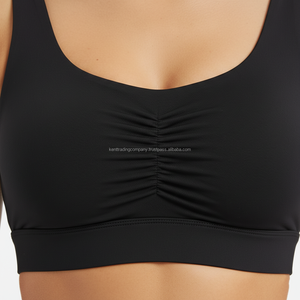 Women's Lightweight Breathable Sports <b>Bra</b> Nylon Spandex Four-Way <b>Stretch</b> Crisscross Straps Medium Support U-NECK Gym Workout - Product Image 3