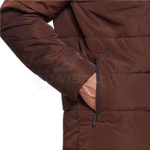 Veste matelassée en nylon de haute qualité pour hommes pour l'hiver à capuche avec fermeture éclair col montant duvet bulle à col montant vente en ligne - Product Image 3