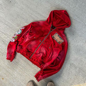 Sweat à capuche brodé avec fermeture éclair pour homme en éponge française personnalisée 100% coton Vintage - Product Image 5