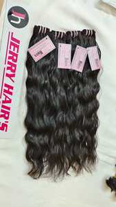 100% humain vierge droite ondulée cheveux bouclés armure pas cher brut indien cheveux Machine trame - Product Image 5
