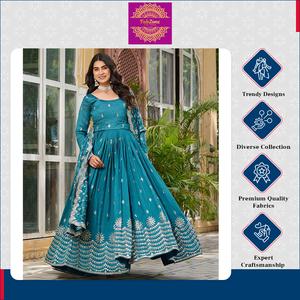 ชุดเดรสยาวแบบ Anarkali คุณภาพพรีเมียม ทันสมัย สวยงาม หรูหรา พร้อมผ้าคลุมไหล่ สไตล์อินเดีย กำลังเป็นที่ต้องการอย่างมาก - Product Image 2