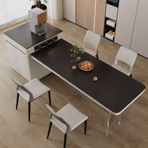 Table de salle à manger îlot en marbre antique de luxe, chariot de cuisine multifonctionnel rétractable, fabriqué en Chine - Product Image 4