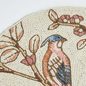 Perles de verre décoratives de forme circulaire artisanales de haute qualité napperons de conception d'oiseau tapis et tampons uniques et économiques - Product Image 5